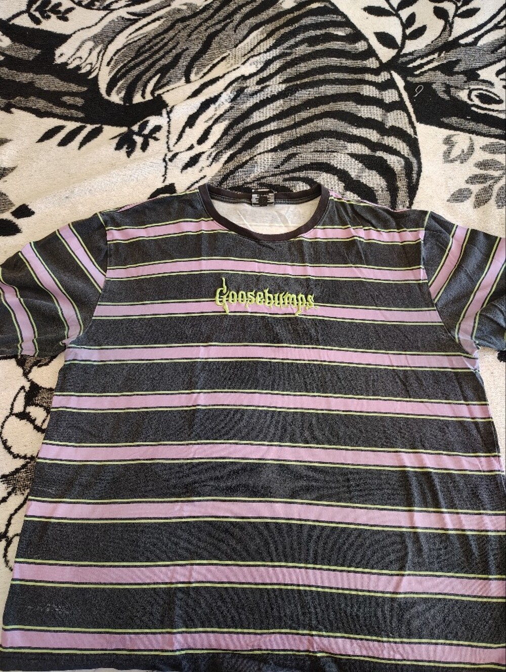 Dumbgood x Goosebumps Striped Embroidered Logo Tee